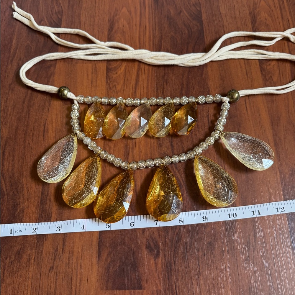 Large Lucite Multi Strand Statement Necklace Gold… - image 6